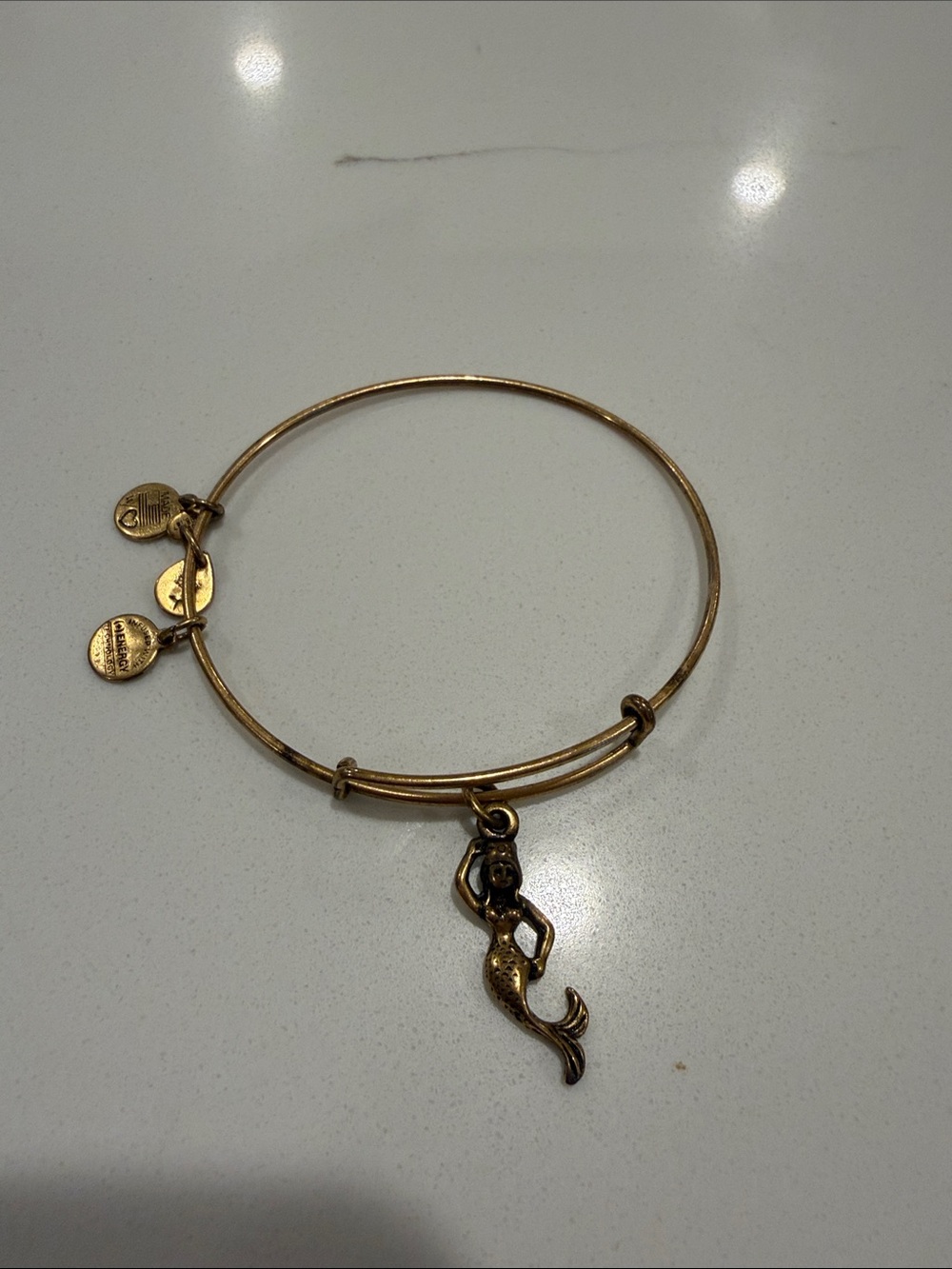 Alex and Ani Gold Tone Mermaid Charm Bangle